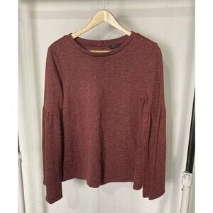 Lucky Brand Red Heather Bell Sleeve Sweatshirt Sweater Small EUC